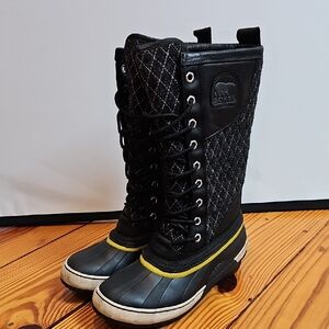 Sorel Women's Tall Black Quilted Winter Boots, Size 6